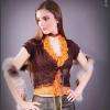 Top orange + boléro marron bordé de dentelle t 38 
tarif : 68euros