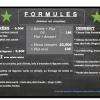 Exemple de menu... Il n'y a pas de carte chez Dominique, car le menu est variable selon l'arrivée des produits locaux et frais. Tout est donc écrit sur une ardoise.
