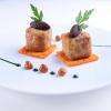 Agneau de Lozère confit-semoule de carottes au cumin-tapenade d'aubergine et pois chiches au jus