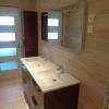 MEUBLE CREATIS CHOCOLAT
CARRELAGE MUR ET SOL TROUVILLE 
FRISE GALETS TALISMAN