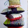 Coussins, pochettes et pouf, tissus traditionnels japonais - créations Strapontine