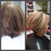 Coupe transformation plus balayage 
1 er photo avant résultat, 2 ème photo après résultat 
