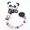Attache tétine personnalisée panda et son jouet de dentition en silicone alimentaire