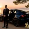 Taxi Antibes – Transfert coucher de soleil en Tesla Model Y sur la Côte d’Azur.